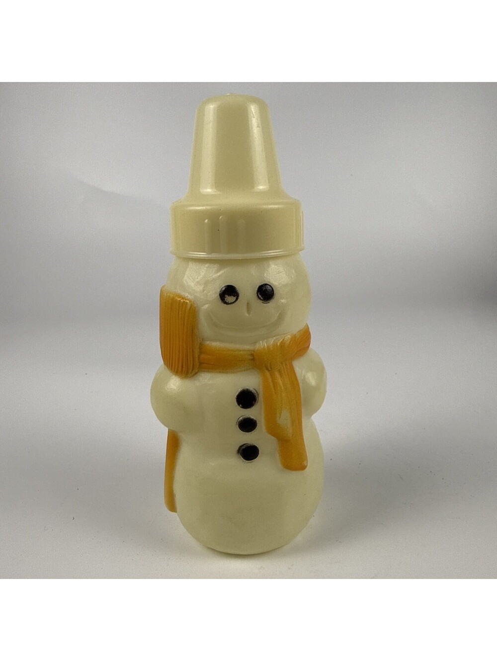 Evenflo Snowman Baby Bottle Vintage Plastic 8 oz Christmas Blow Mold Nursery 6.5